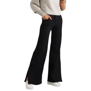 Nili Lotan Black Side Snap Button Wide-Leg Ena Jeans Pants Size 25